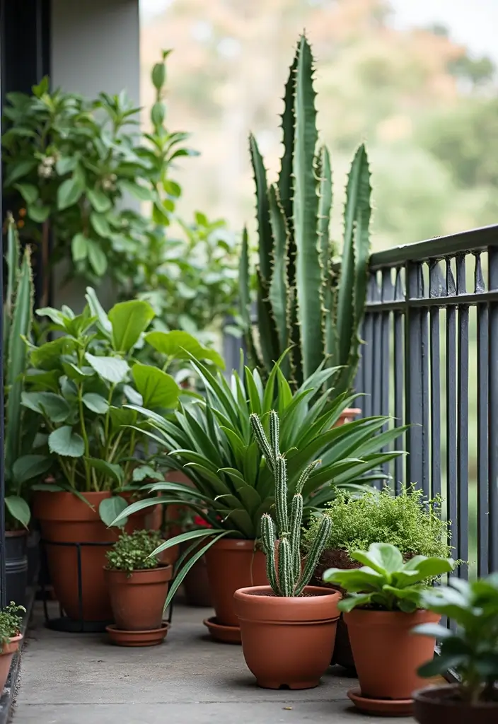25 Brilliant Balcony Garden Ideas That Will Transform Your Space (You Won't Believe #12!) - 18. Artistic Plant Arrangements for Unique Style