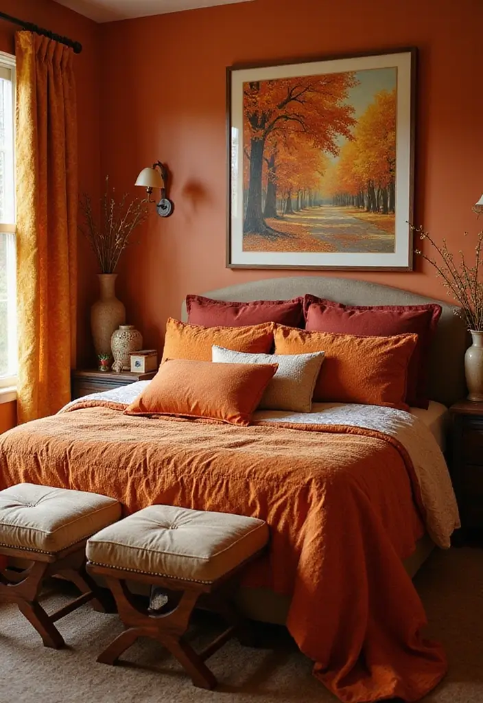 25 Cozy Fall Bedroom Decor Ideas That'll Transform Your Space Overnight - 1. Warm Color Palette