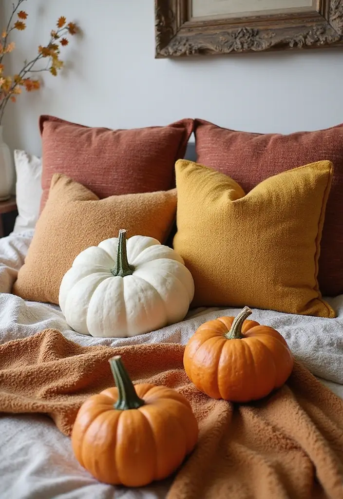 25 Cozy Fall Bedroom Decor Ideas That'll Transform Your Space Overnight - 10. Fall-Inspired Throw Pillows