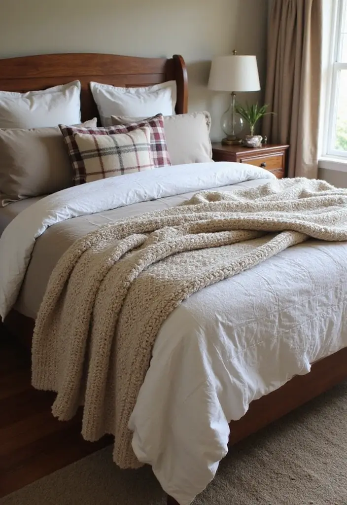 25 Cozy Fall Bedroom Decor Ideas That'll Transform Your Space Overnight - 2. Layered Textiles