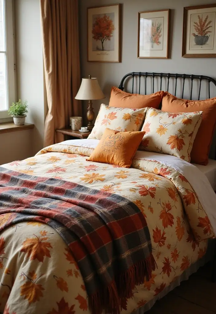 25 Cozy Fall Bedroom Decor Ideas That'll Transform Your Space Overnight - 7. Autumn-Themed Bedding