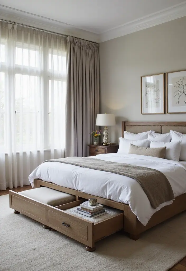 25 Dreamy Master Bedroom Decor Makeovers That Cost Less Than $300 (You Won't Believe #7!) - 10. Functional Space with Multi-Use Furniture