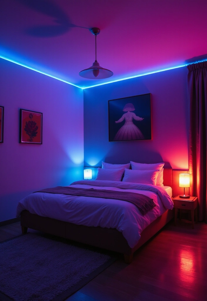 25 Romantic Bedroom Ideas That Will Ignite the Spark in Your Relationship! - 21. Customizable Mood Lighting