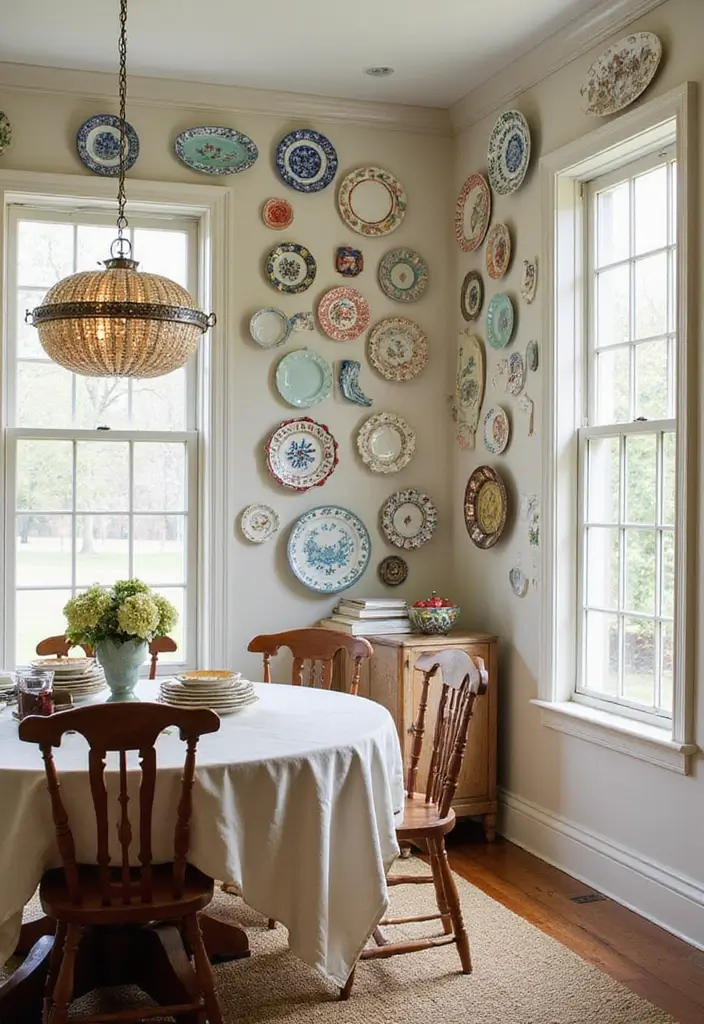 25 Stunning Dining Room Wall Decor Ideas That Transform Your Space Overnight (You Won't Believe #3!) - 8. Vintage Plates Display