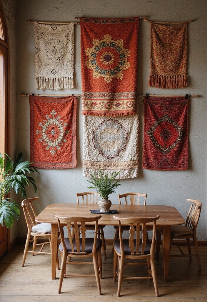 25 Stunning Dining Room Wall Decor Ideas That Will Wow Your Guests! - 12. Textile Wall Hangings
