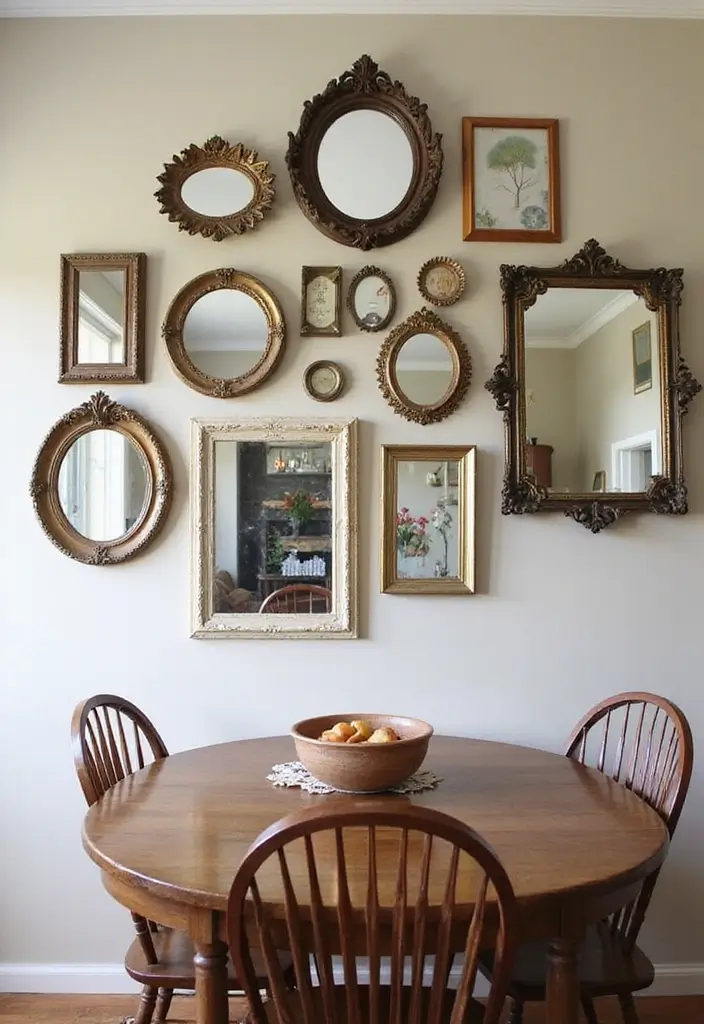 25 Stunning Dining Room Wall Decor Ideas That Will Wow Your Guests! - 9. Vintage Mirrors and Frames
