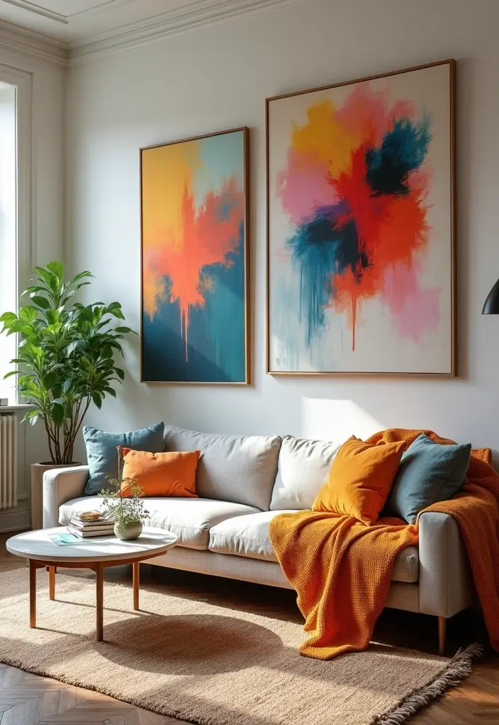 25 Stunning House Decor Ideas That'll Transform Your Aesthetic Living Room! - 3. Make Statement with Art