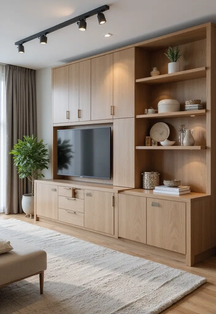 25 Stunning Living Room Cabinet Arrangement Ideas That Will Transform Your Space! - 10. Open vs. Closed Cabinet Styles