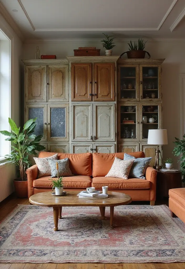 25 Stunning Living Room Cabinet Arrangement Ideas That Will Transform Your Space! - 12. Eclectic Cabinet Mix