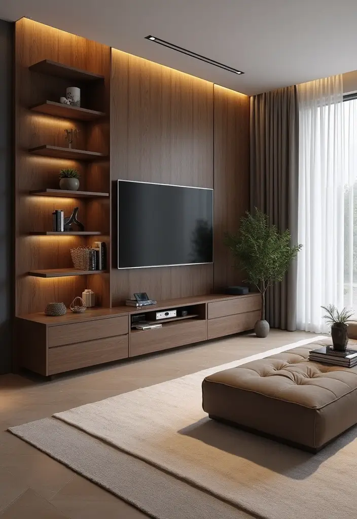 25 Stunning Living Room Cabinet Arrangement Ideas That Will Transform Your Space! - 15. Cabinet with Integrated Technology