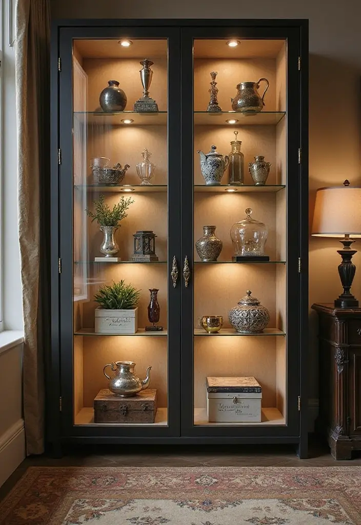 25 Stunning Living Room Cabinet Arrangement Ideas That Will Transform Your Space! - 18. Glass Display Cabinets