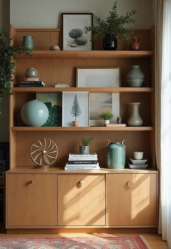 25 Stunning Living Room Cabinet Arrangement Ideas That Will Transform Your Space! - 9. Artistic Cabinet Arrangements