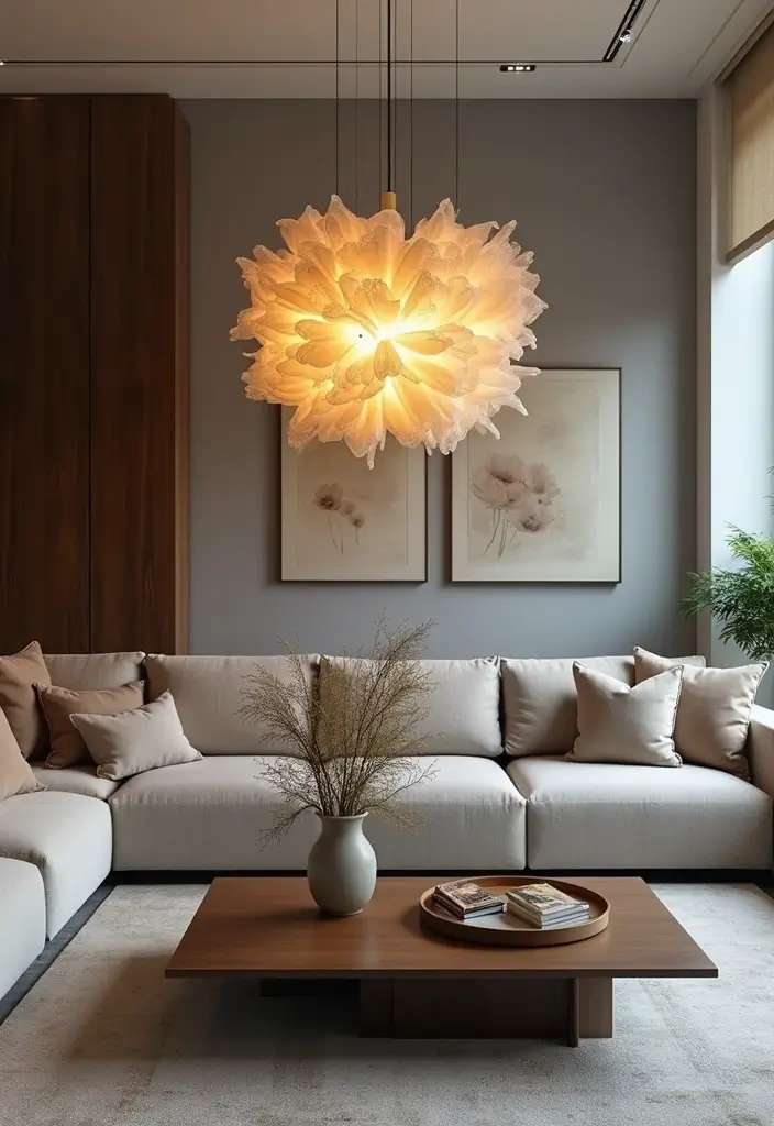 25 Stunning Living Room Wall Decor Ideas That Will Leave You Inspired (You Won't Believe #18!) - 12. Statement Lighting