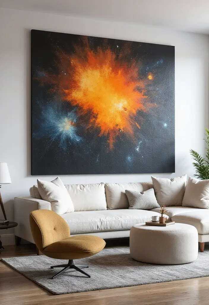 25 Stunning Living Room Wall Decor Ideas That Will Leave You Inspired (You Won't Believe #18!) - 2. Oversized Art Pieces
