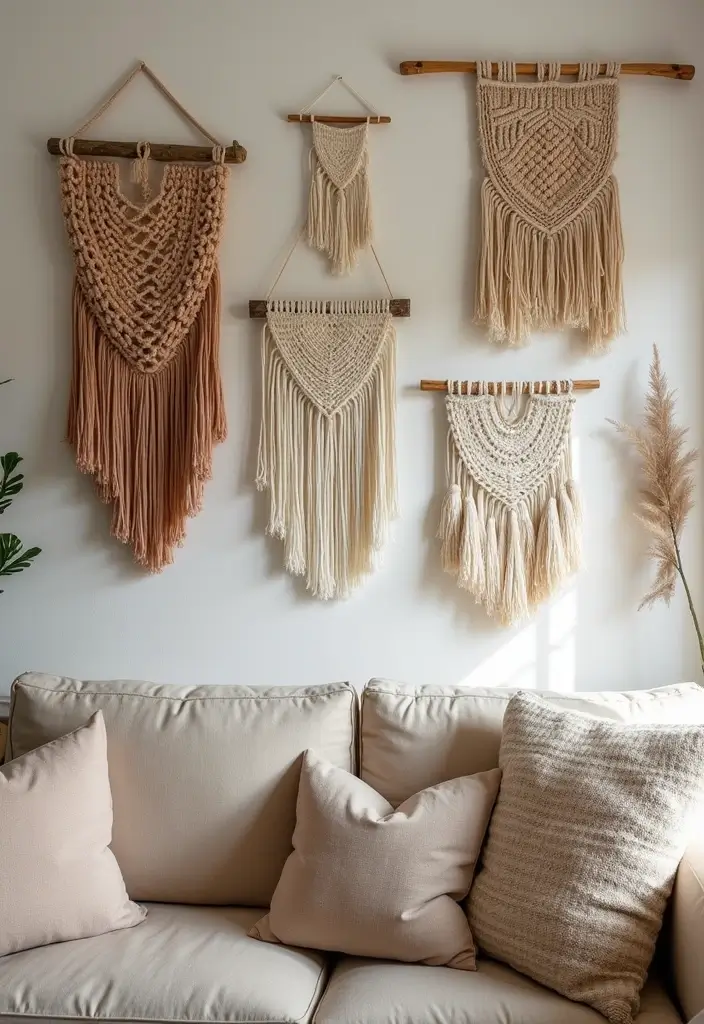 25 Stunning Living Room Wall Decor Ideas That Will Leave You Inspired (You Won't Believe #18!) - 4. Textured Wall Hangings