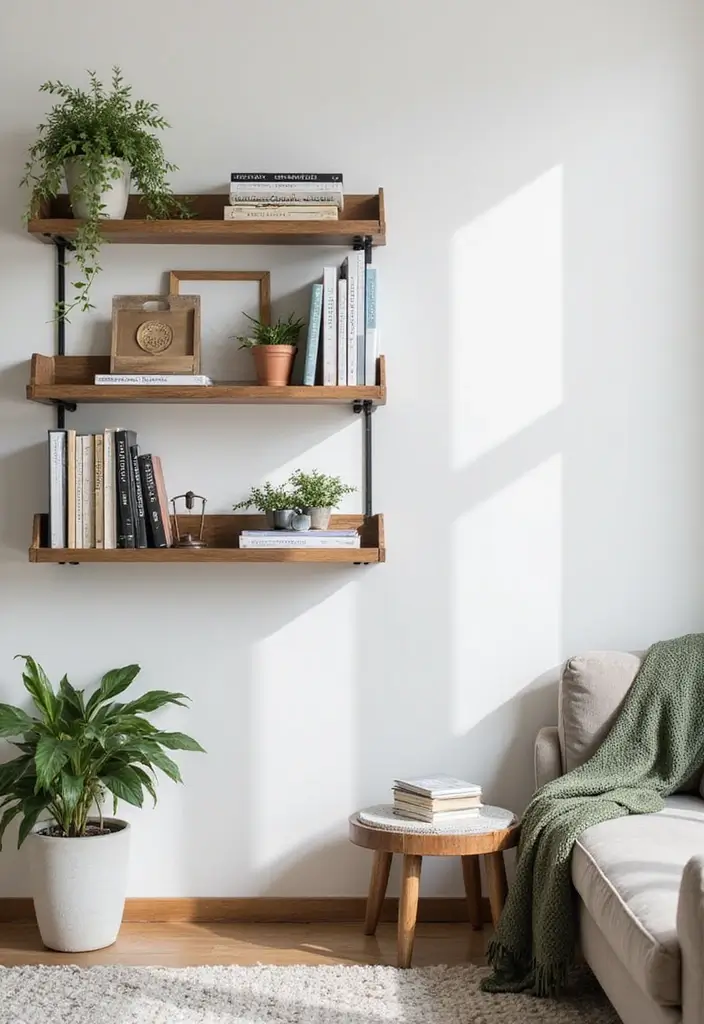 25 Stunning Living Room Wall Decor Ideas That Will Leave You Inspired (You Won't Believe #18!) - 5. Floating Shelves with Decor