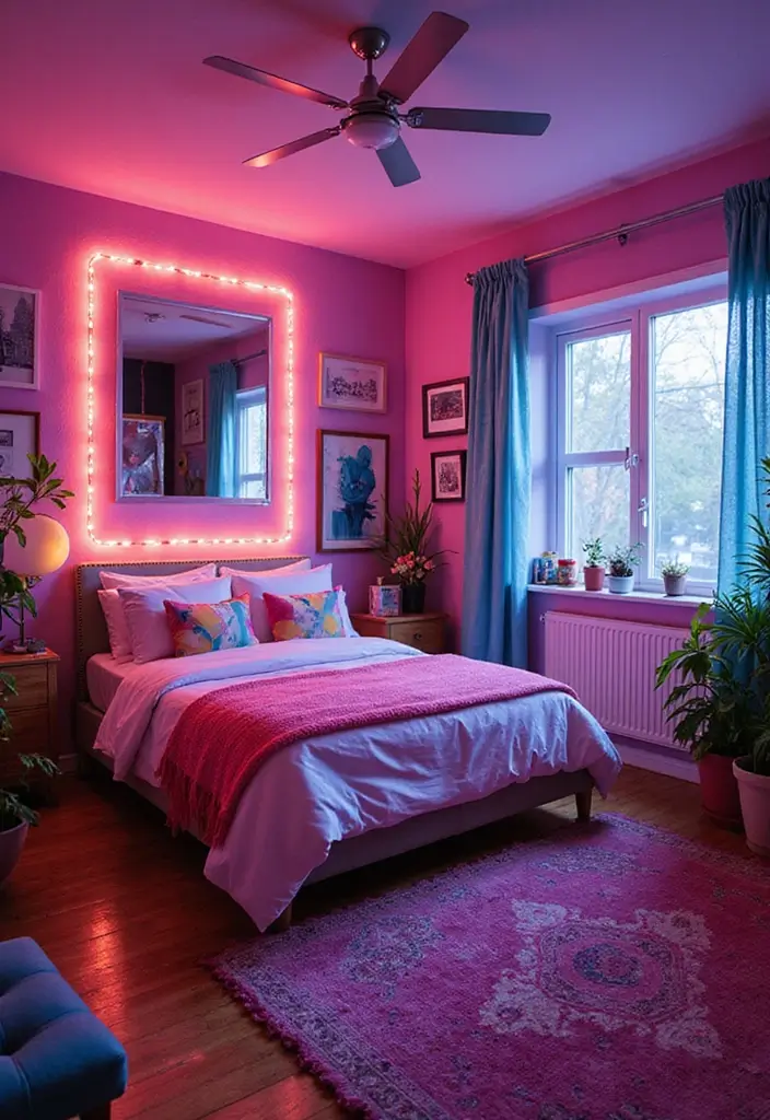 25 Stunning Teenage Bedroom Inspirations That Will Transform Your Space Forever! - 9. Funky Neon