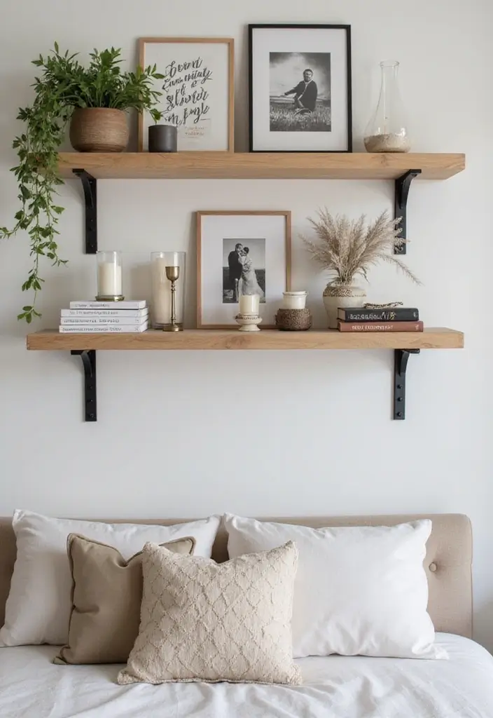 30 Romantic Bedroom Ideas for the Perfect Date Night (Your Partner Will Love #7!) - 16. Floating Shelves of Love