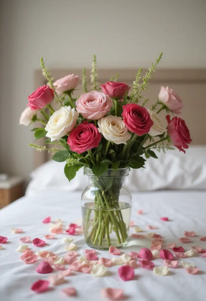 30 Romantic Bedroom Ideas for the Perfect Date Night (Your Partner Will Love #7!) - 5. Fresh Flowers