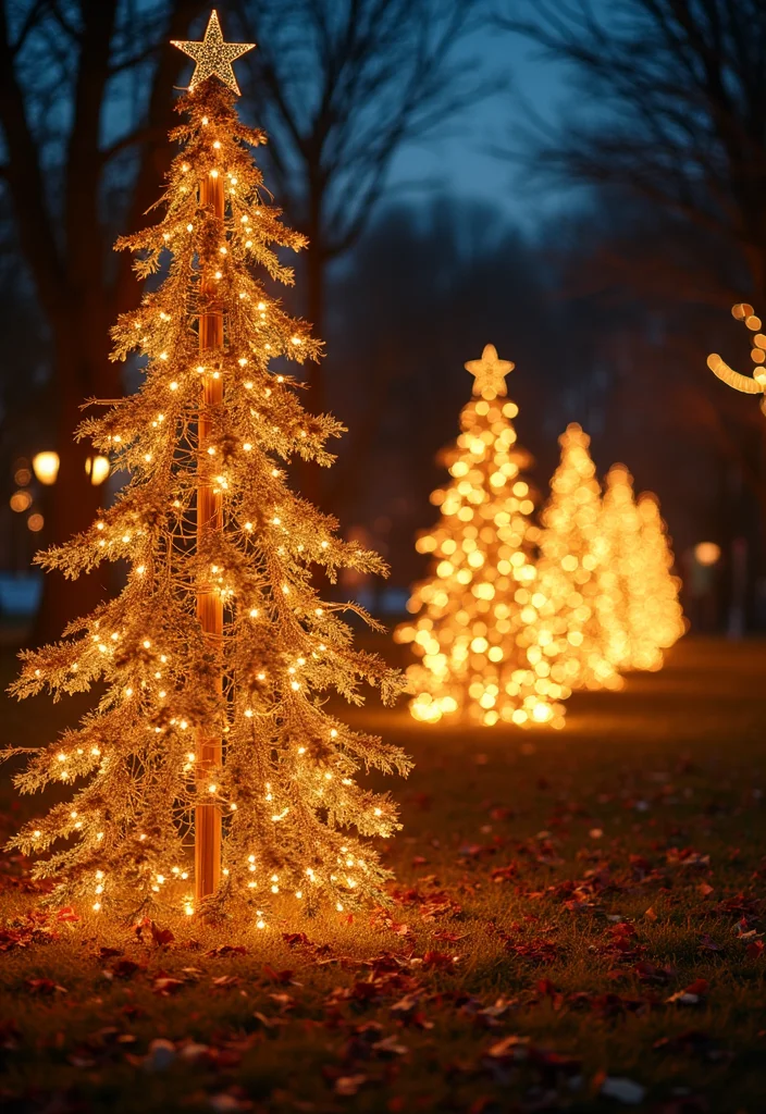 19 Jaw-Dropping Christmas Outdoor Decor Ideas to Transform Your Home! - 16. Shimmering Christmas Trees