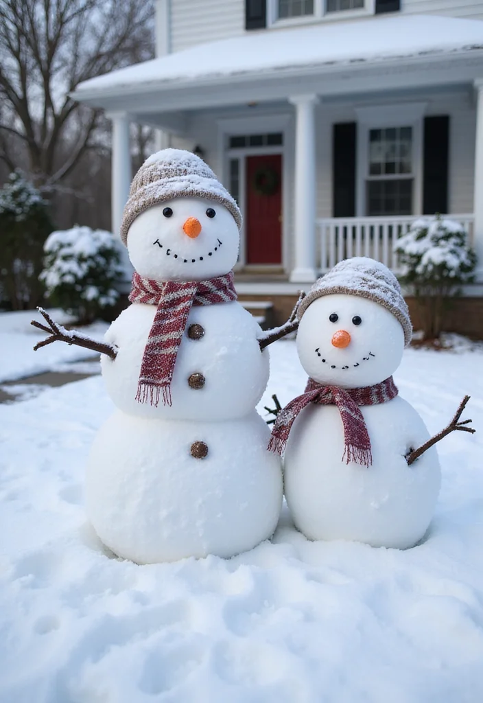 19 Jaw-Dropping Christmas Outdoor Decor Ideas to Transform Your Home! - 9. Snowman Family