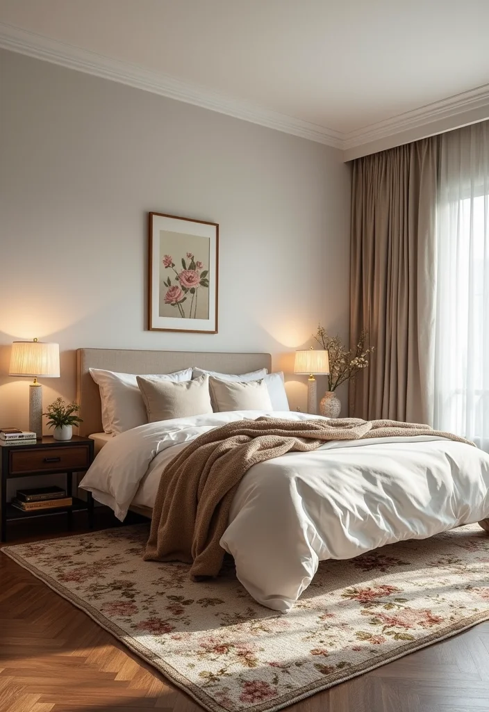 20 Bedroom Inspirations That'll Turn Your Space into a Romantic Retreat (Don't Miss #10!) - 19. Statement Rugs