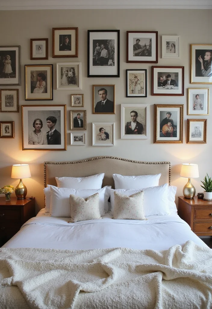 20 Bedroom Inspirations That'll Turn Your Space into a Romantic Retreat (Don't Miss #10!) - 8. Gallery Walls