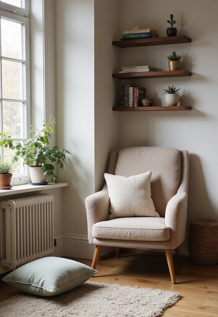 20 Cozy Christmas Touches for Your Living Room That Will Make You Snuggle Up! - 17. Create a Cozy Nook