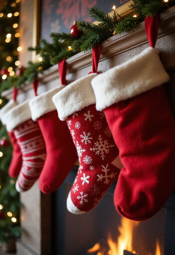 20 Cozy Christmas Touches for Your Living Room That Will Make You Snuggle Up! - 9. Fun Stocking Displays