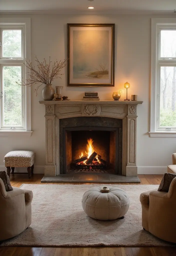 20 Cozy Living Room Ideas That Will Make You Never Want to Leave Your Couch! - 9. Fireplace Focal Point