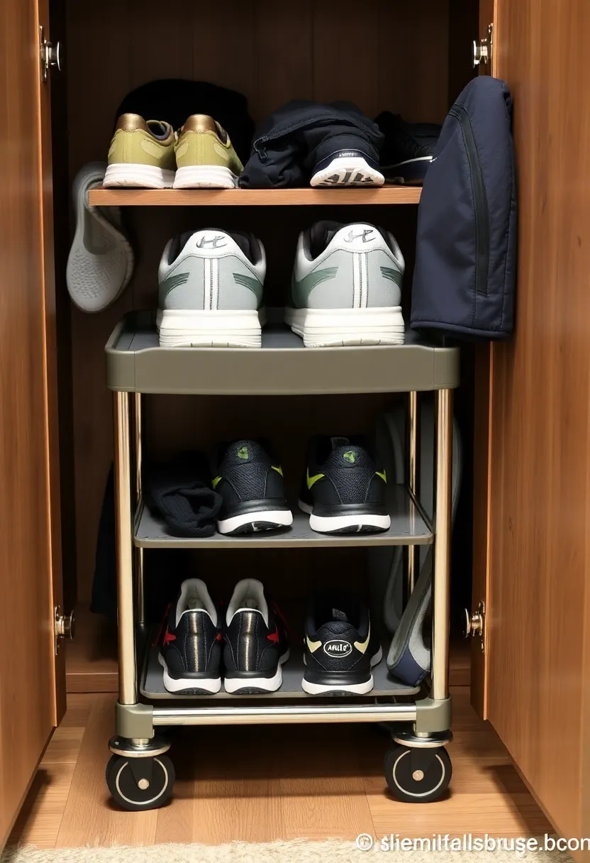 20 Mind-Blowing Small Cupboard Organization Ideas for Your Clothes (You Won't Believe #5!) - 9. Rolling Carts for Flexibility