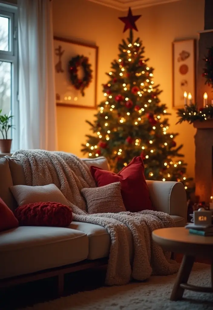 20 Stunning Christmas Living Room Decor Ideas for 2025 That Will Blow Your Mind! - 10. Holiday Movie Marathon Setup