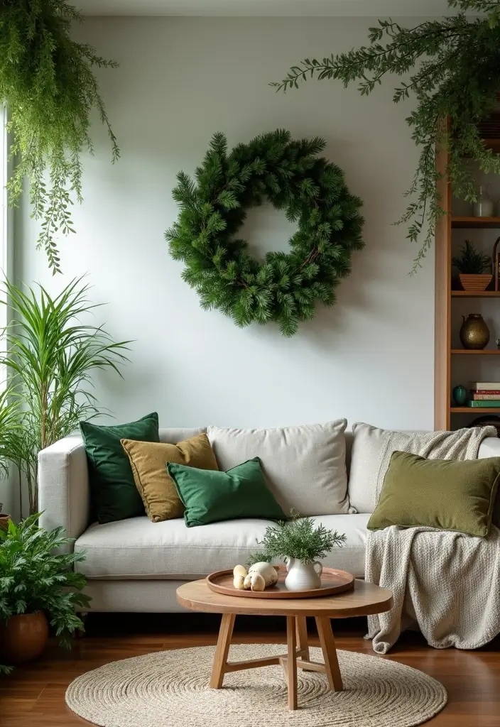 20 Stunning Christmas Living Room Decor Ideas for 2025 That Will Blow Your Mind! - 12. Farmhouse Fresh Greenery