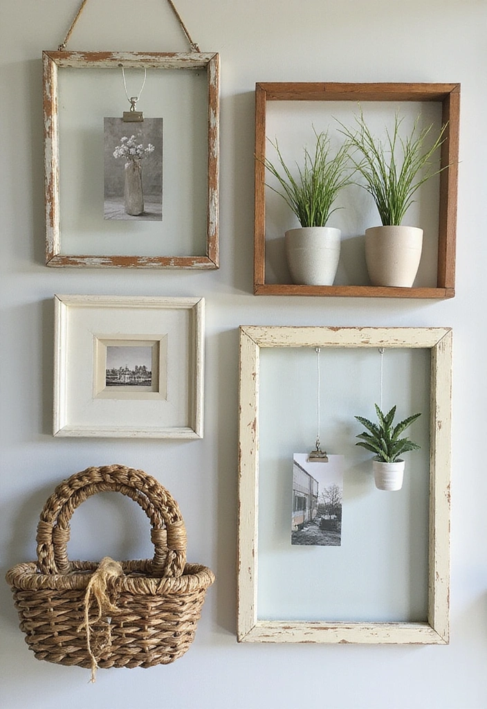 20 Unique Wall Art Ideas That Will Turn Your Blank Walls into a Masterpiece in 30 min! - 13. Repurposed Window Frames