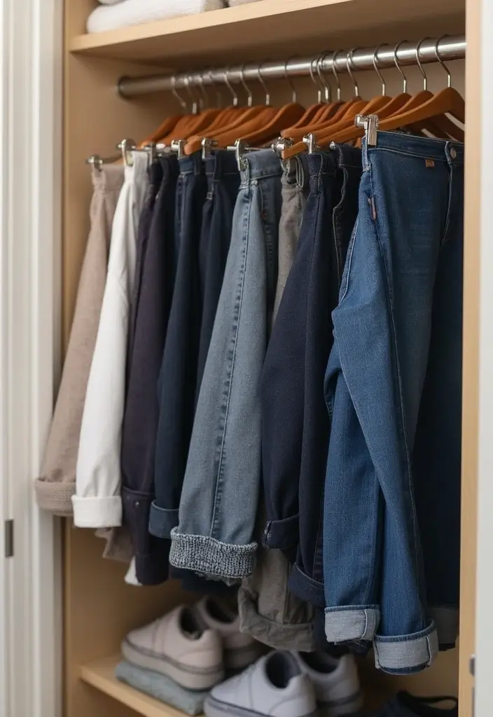 21 Clothes Organization Hacks That Will Change Your Closet Forever (You Won't Believe #10!) - 6. Try a Pull-Out Pants Organizer