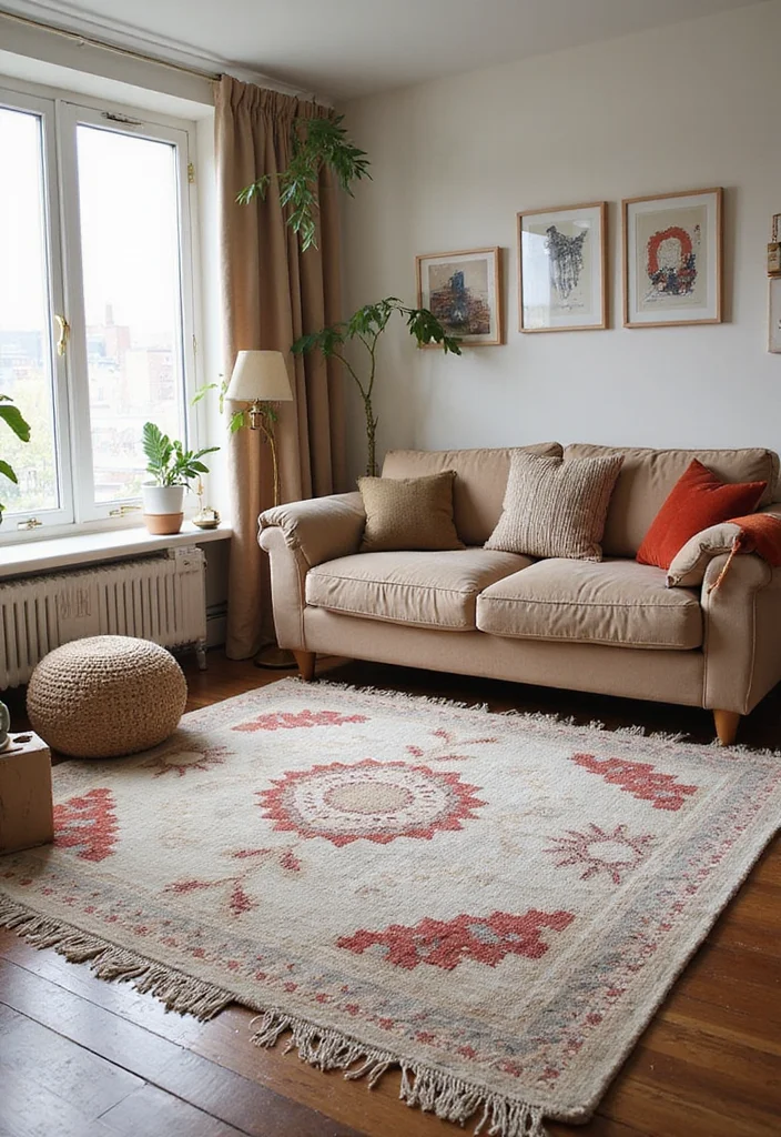 22 Cozy Holiday Decor Ideas for Your Apartment Living Room That Will Spark Joy! - 12. Layered Rugs