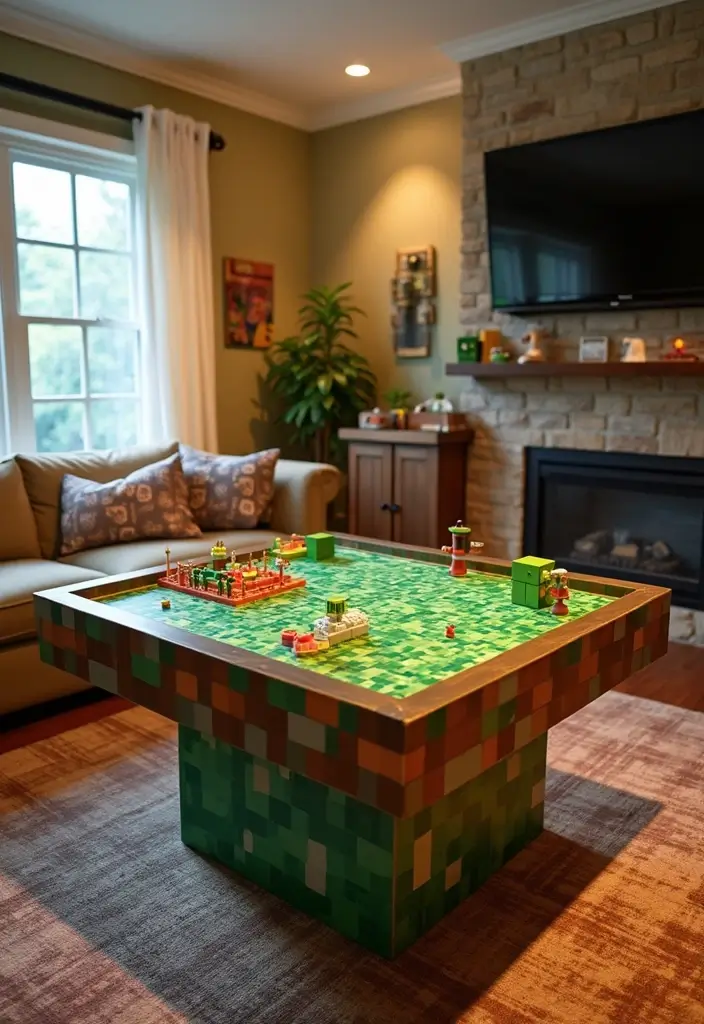 25 Epic Minecraft Living Room Ideas That Will Transform Your Space Into a Gamer's Paradise! - 12. Interactive Decor