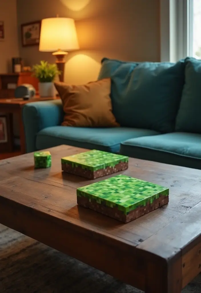 25 Epic Minecraft Living Room Ideas That Will Transform Your Space Into a Gamer's Paradise! - 18. Themed Coasters