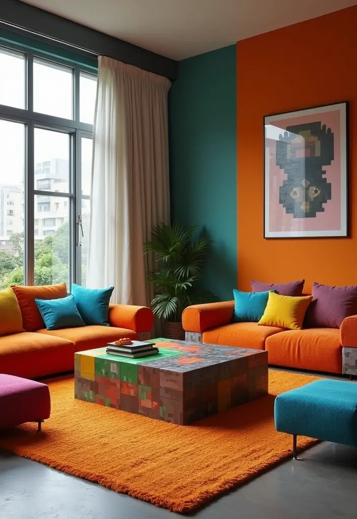 25 Epic Minecraft Living Room Ideas That Will Transform Your Space Into a Gamer's Paradise! - 2. Blocky Furniture