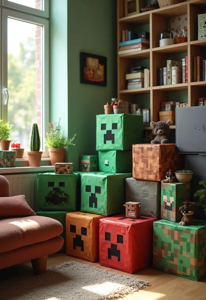 25 Epic Minecraft Living Room Ideas That Will Transform Your Space Into a Gamer's Paradise! - 23. Minecraft-Themed Accessories