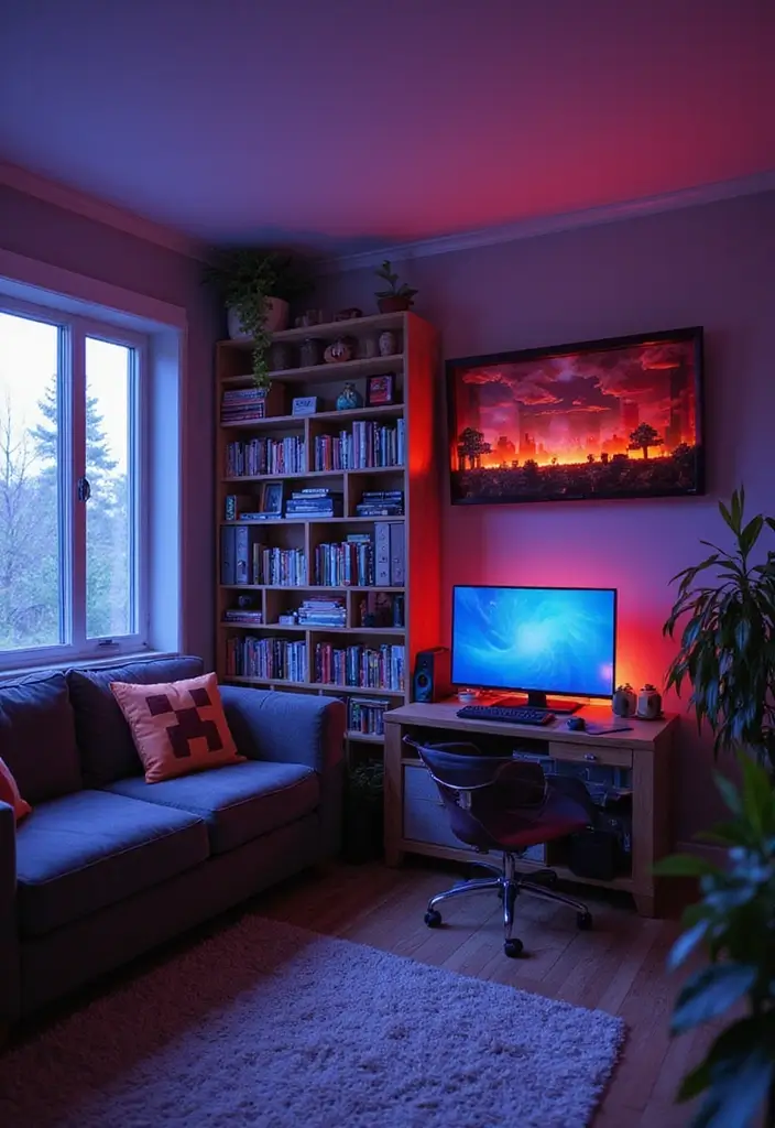 25 Epic Minecraft Living Room Ideas That Will Transform Your Space Into a Gamer's Paradise! - 5. Gaming Nook