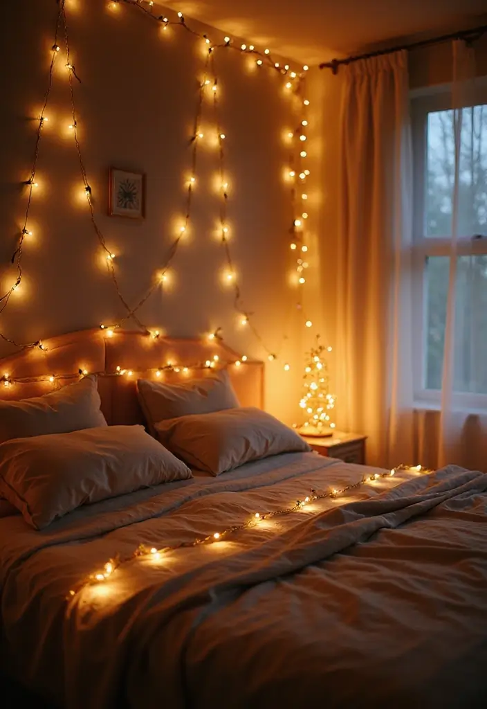 25 Romantic Bedroom Ideas for Couples That Will Ignite the Spark! (Don't Miss #17!) - 1. Fairy Lights Galore