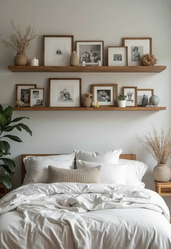25 Romantic Bedroom Ideas for Couples That Will Ignite the Spark! (Don't Miss #17!) - 20. Floating Shelves for Memories