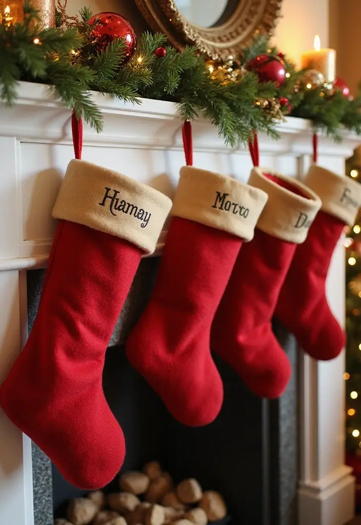 25 Stunning Christmas Decor Ideas for Your Living Room in Gold and Red (You Won't Believe #12!) - 12. Unique Christmas Stockings
