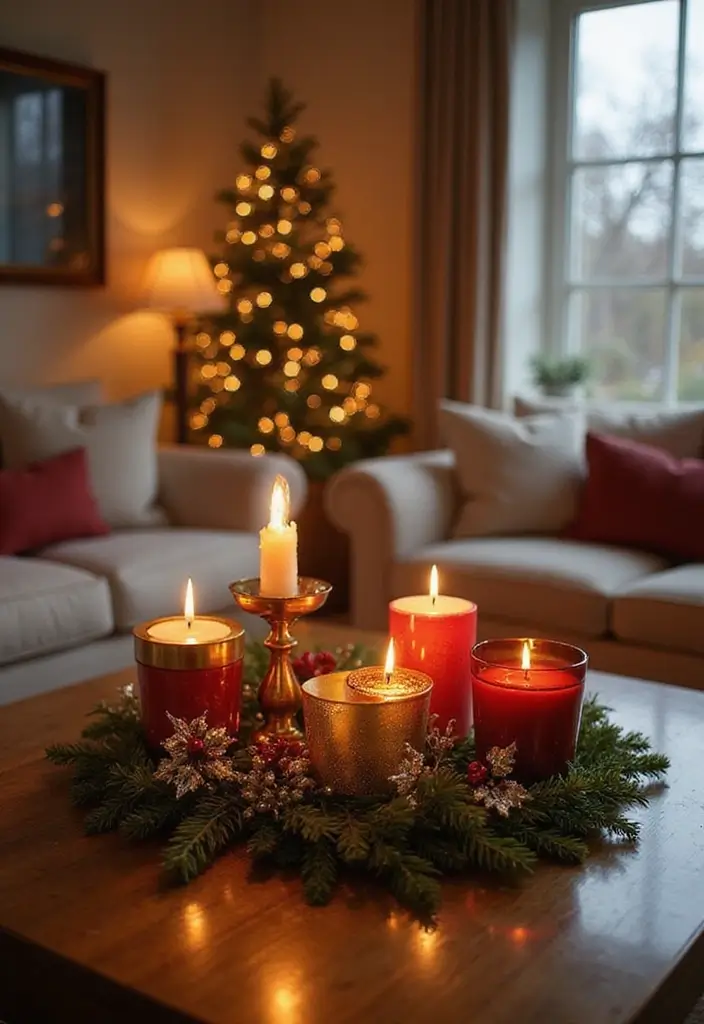 25 Stunning Christmas Decor Ideas for Your Living Room in Gold and Red (You Won't Believe #12!) - 14. Holiday Scented Candles