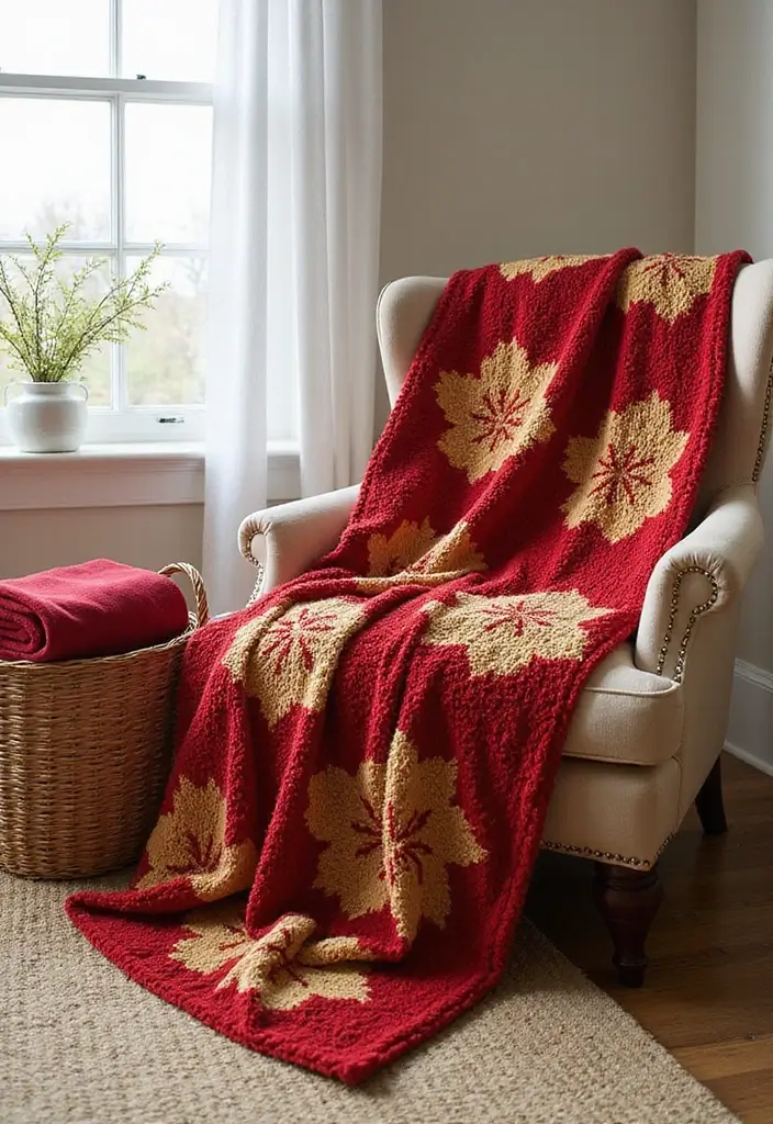 25 Stunning Christmas Decor Ideas for Your Living Room in Gold and Red (You Won't Believe #12!) - 16. Holiday-themed Throw Blankets