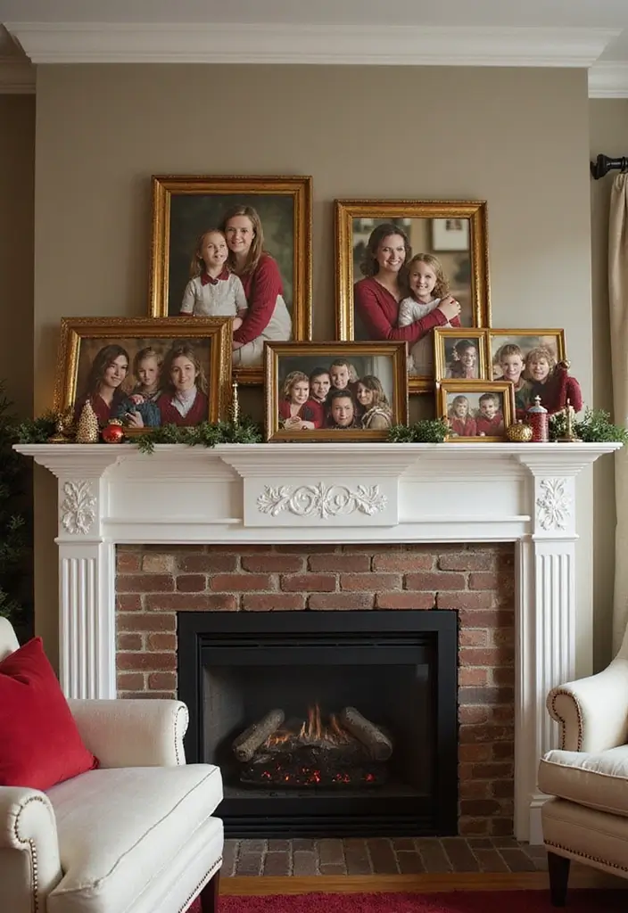 25 Stunning Christmas Decor Ideas for Your Living Room in Gold and Red (You Won't Believe #12!) - 21. Gold and Red Picture Frames