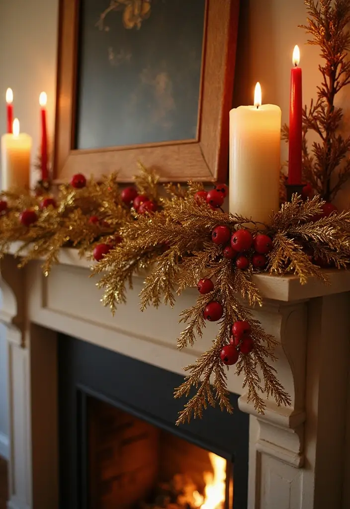 25 Stunning Christmas Decor Ideas for Your Living Room in Gold and Red (You Won't Believe #12!) - 3. Glittering Gold Garland