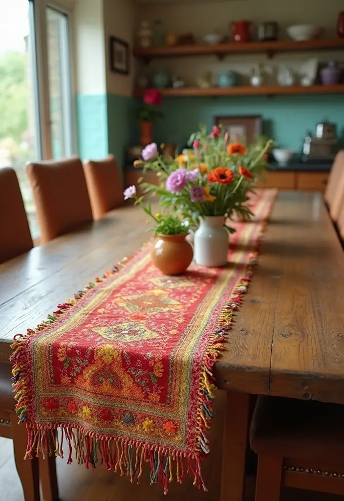 25 Stunning Kitchen Table Centerpiece Ideas That Will Leave Your Guests Speechless! - 10. Colorful Table Runners