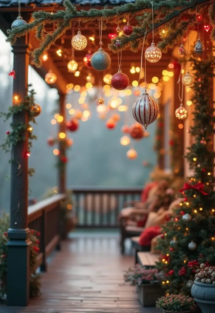 25 Stunning Outdoor Christmas Decor Ideas That Will Make Your Neighbors Jealous! - 10. Hanging Ornaments